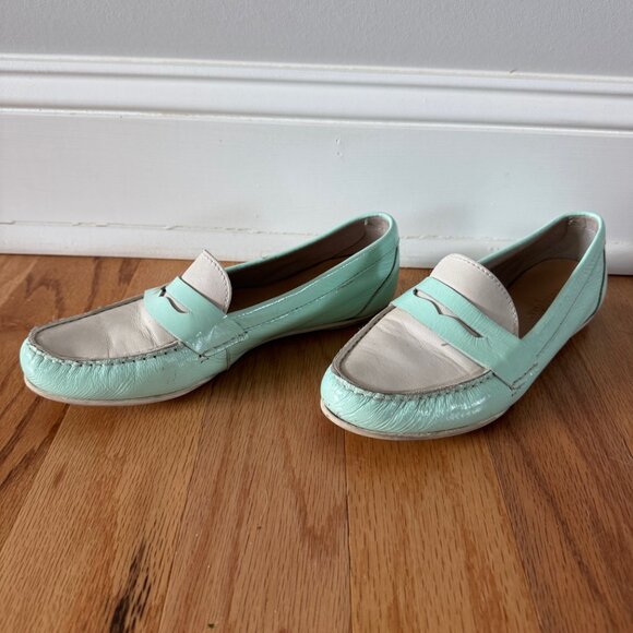 Cole Haan Vintage Monroe Penny Loafer Mint Green White Women's Size 5 1/2 C - Picture 4 of 5